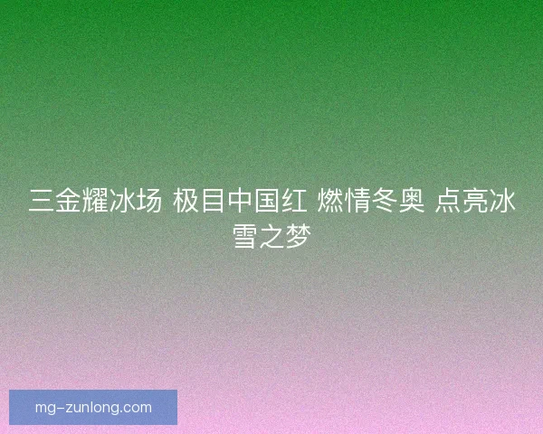 三金耀冰场 极目中国红 燃情冬奥 点亮冰雪之梦